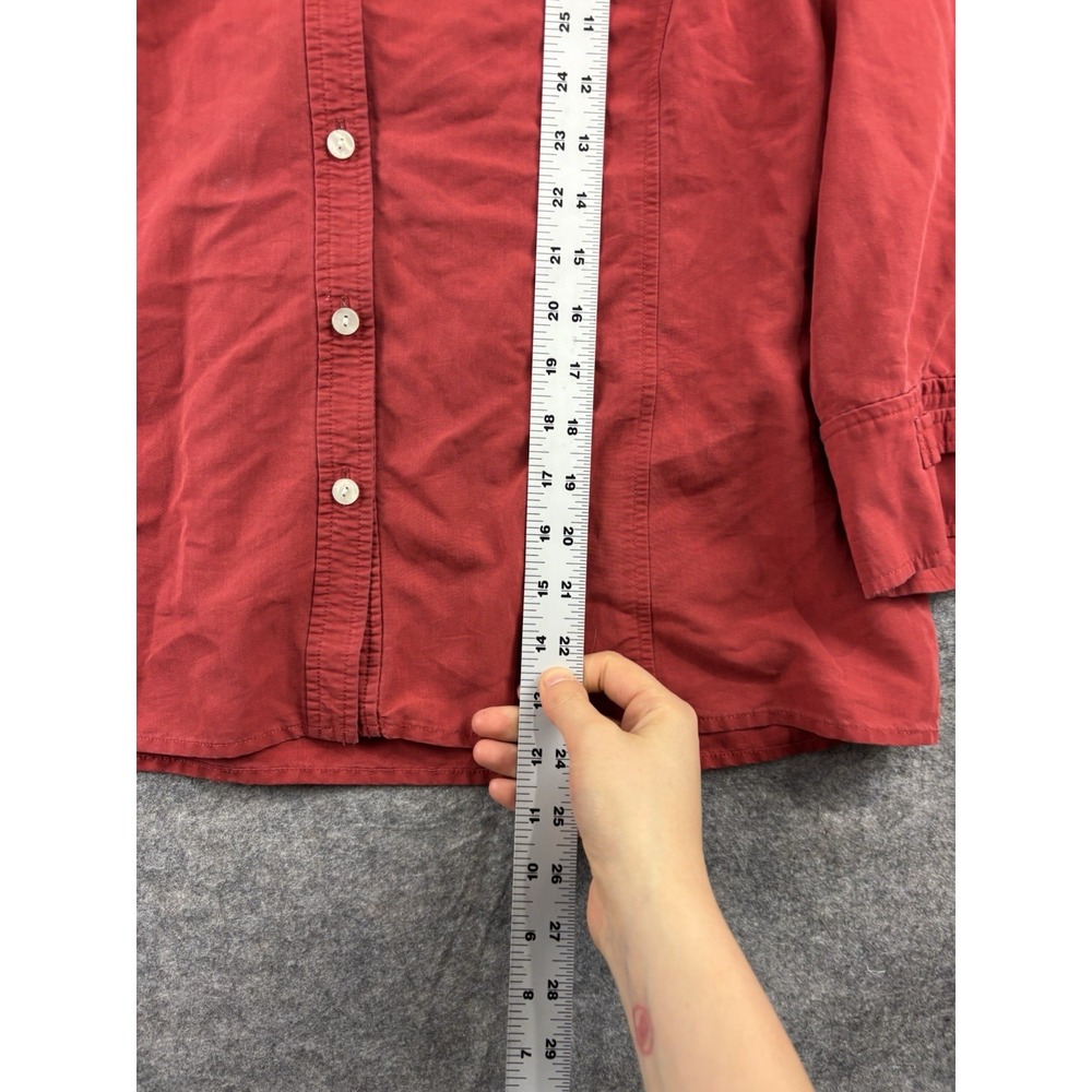 Liz Claiborne First Issue Women's 100% Silk Long Sleeve Button Down Red Size 12 - Picture 2 of 7